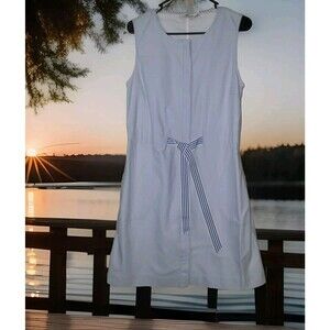 Vineyard Vines Oxford Dress With Tie Women's Size M/L Light Blue Sailor Preppy